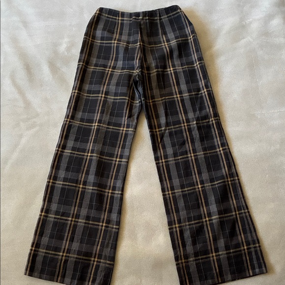 Women's Vintage Plaid Wide Leg Pants - Black,Grey and Gold - Picture 5 of 5